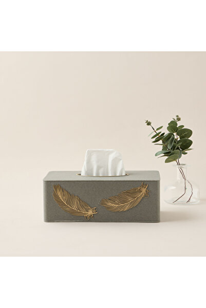Lifestyle Feather Embossed Polyresin Tissue Box