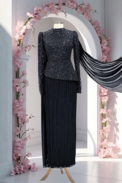 Amine Hüma Masal Abiye Elbise Siyah