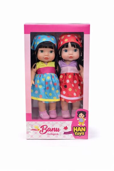 NASYONEL TOYS İkili Oyuncak Bebek Seti – Renkli Elbiseli Sevimli Kız Bebekler...