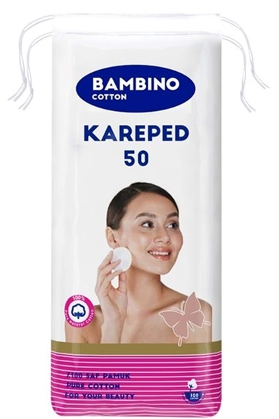 Bambino Cotton Square Makeup and Baby Cleaning Cotton 600 Pieces (Square Size 7cm) (12Pk*50)