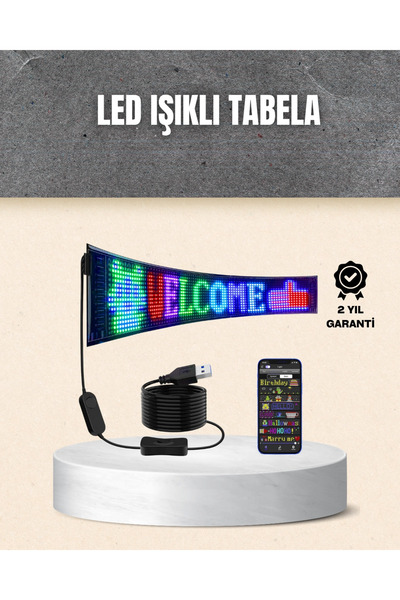 shopwave RGB Kayar Yazılı LED Reklam Ekranı – USB Bağlantılı Esnek Tasarım