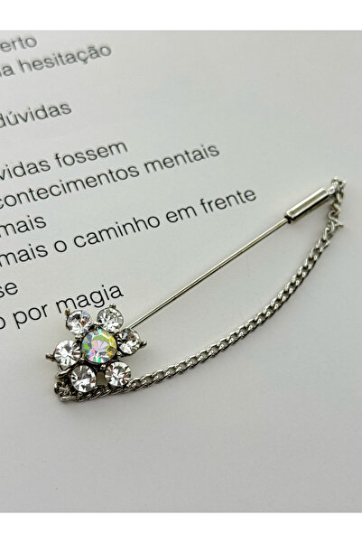 roshel Çiçekli Yaka İğnesi Broş Zirkon Taşlı Broş Yaka İğnesi