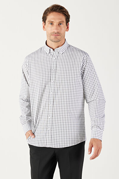 AC&Co / Altınyıldız Classics White-Black Comfort Fit Relaxed Fit Button down ...