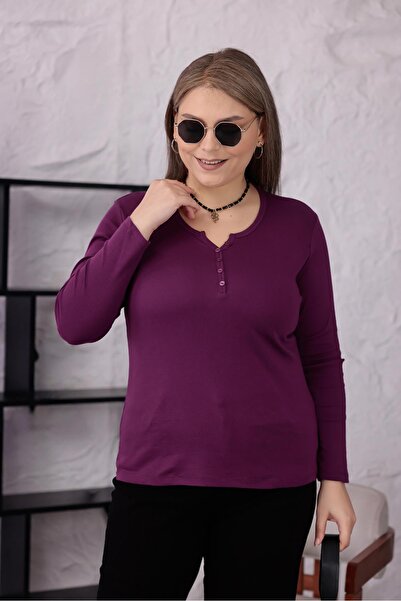 Siyezen Βαμβακερή μπλούζα Lycra Basic σε μεγάλο μέγεθος