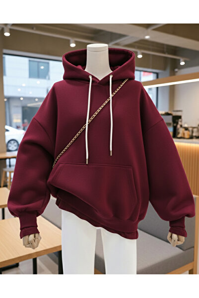 By Layina 3 İPLİK Kanguru Cepli Kapüşonlu Sweatshirt