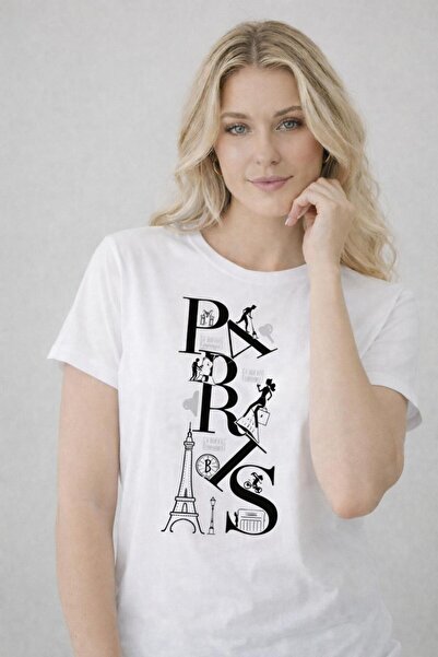 Me&On WEAR تي شيرت باريس سيلويت مطبوع للجنسين بأكمام قصيرة