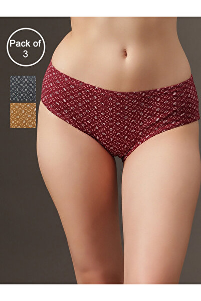 Clovia By Styli Pack of 3 - Mid Waist Printed Hipster Panties - 100% Cotton