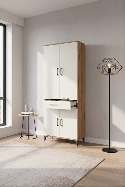 Malimah Mobilya Arges Serisi 4 Raflı Tek Çekmeceli 4 Kapaklı Dolap 88x30x221 ...