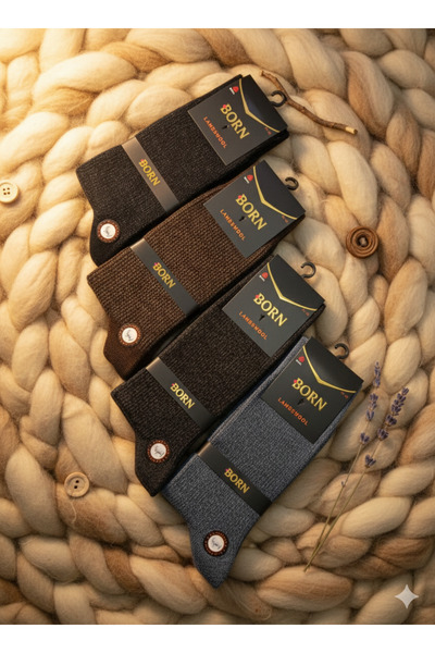 BORN Winter Wool Luxury Seamless Men's Socks 4 Pairs