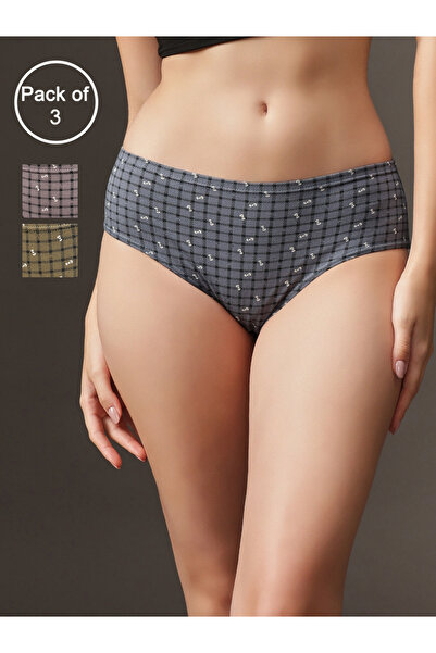 Clovia By Styli Pack of 3 Mid Waist Printed Hipster Panties with Inner Elasti...