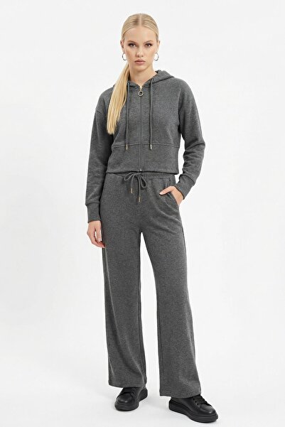 Rays 3097A Hooded Cardigan Pants Set Anthracite