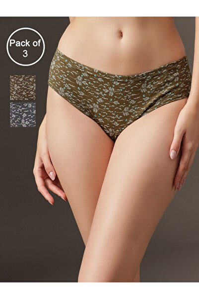 Clovia By Styli Pack of 3 - Mid Waist Printed Hipster Panties 100% Cotton
