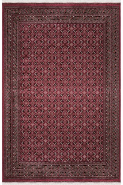 Apex Halı Burj 8751 Bordo Afgan Desenli İpek 100 Tarak Dokuma Sıklığı Özel Te...