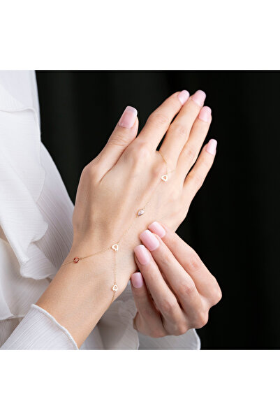 Minimal Kolye Altın Şahmeran Kalp Bileklik 14 Ayar Altın