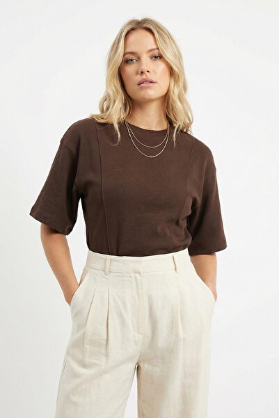 Rays 3104A Μπλουζάκι με λεπτομέρειες μπροστά Καφέ