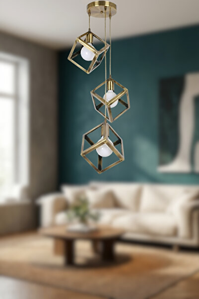 RONİSU AYDINLATMA Lumino 3'lü Sarkıt Avize – 4 Farklı Renk Seçenekli Modern T...