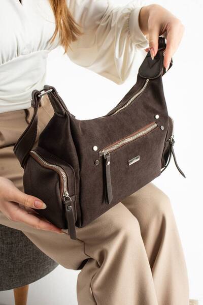 wikidayss Women's Aa Quality Suede 8 Compartment Shoulder Bag