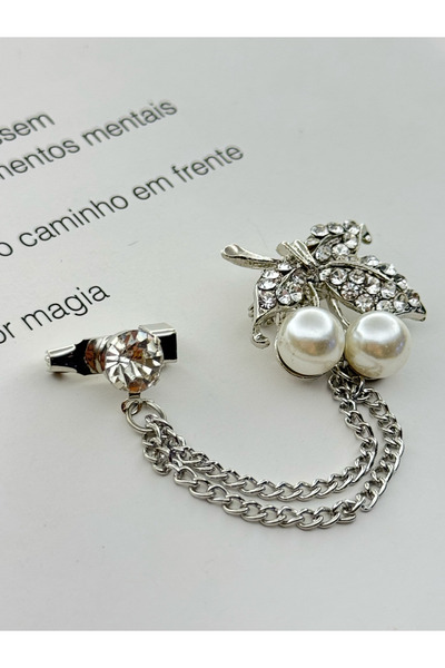 roshel Kiraz Sallantılı Yaka İğnesi Broş Zirkon Taşlı Broş Yaka İğnesi