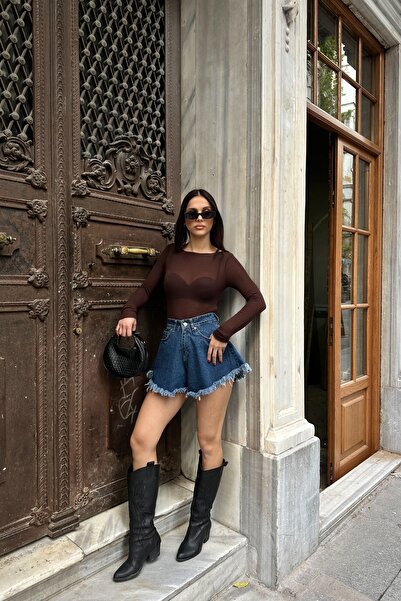 MARLİX Pantaloni scurți din denim Palazo, largi și confortabili