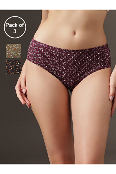 Clovia By Styli Pack of 3 - Mid Waist Printed Hipster Panties with Inner Elastic