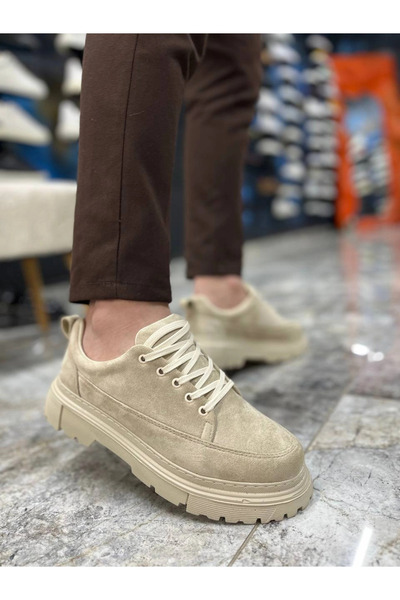 Zerenyus ZRK-702 Pantofi sport casual pentru bărbați, din piele intoarsa, bej...