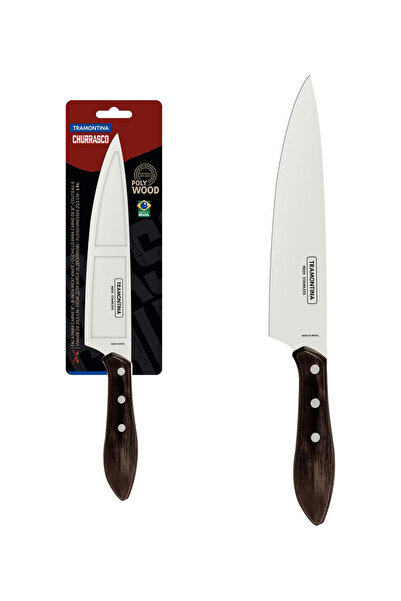 TRAMONTINA Meat Knife with Stainless-Steel Blade and Treated Brown Polywood H...