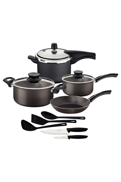 TRAMONTINA 12-Pieces Paris Lead-Colored Aluminum Cookware Set