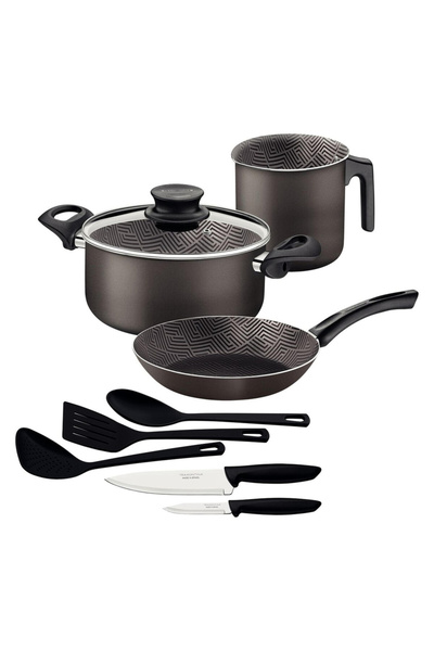 TRAMONTINA 9-Pieces Paris Lead-Colored Aluminum Cookware Set