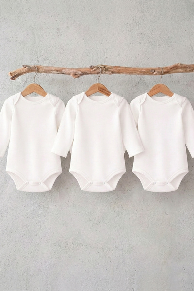 LilJoy Baby Long Sleeve Bodysuit 100% Cotton American Collar Snap Fastener Bo...