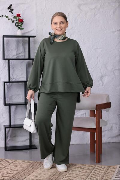 Siyezen Σετ Μεγάλου Μεγέθους από Βαμβάκι και Λύκρα με Σχισμές στα Πλαϊνά