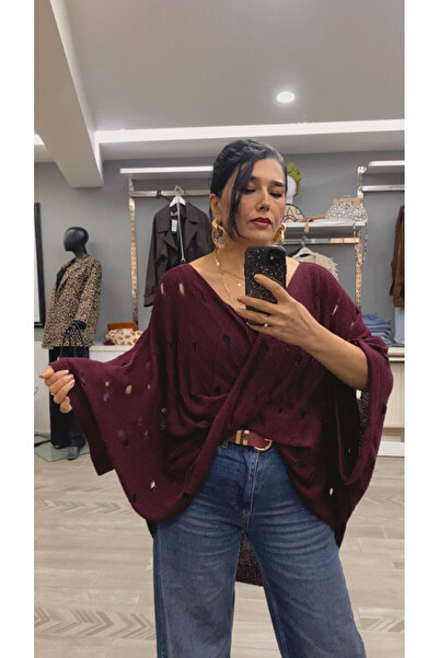 DİVİTİN delikli çapraz salaş bohem bluz