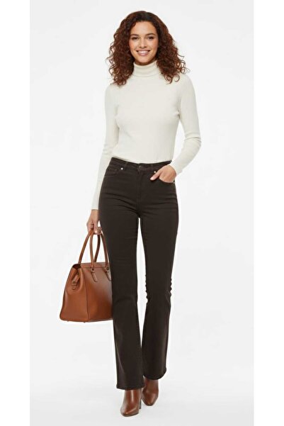 DRC trend Brown Flared Jeans High Waist Spanish Jeans Shaping / Sculpting (Ex...