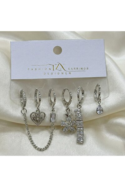 YZbuy Zirkon Taşlı Kombin 6’lı Küpe Seti