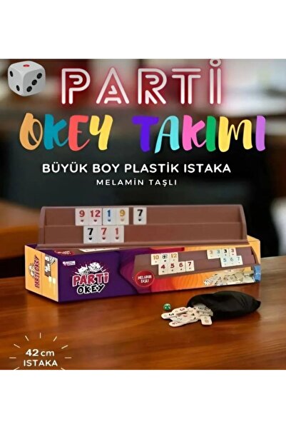 NASYONEL TOYS Büyük Boy Plastik Istaka Melamin Taş Okey Takımı-42 cm- Nasyonel