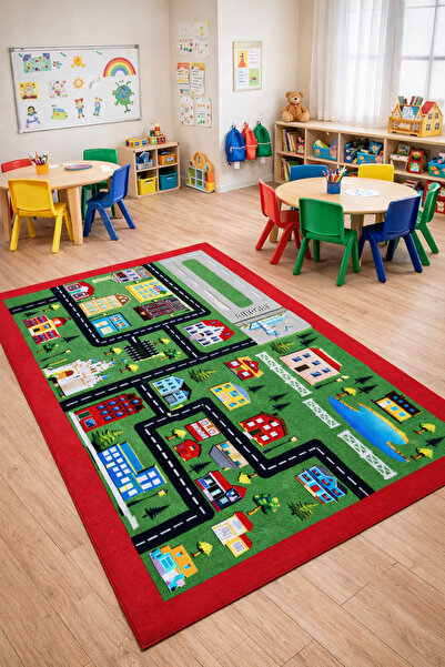 Laylay Toys Yaşam Şehrimiz Halı 140x190 Cm Anaokulu Kreş Çocuk Oyun Halısı Ka...