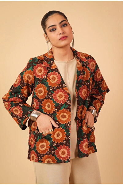 Moon and Cloud Keten Pamuk Bohem Düğmeli Ceket