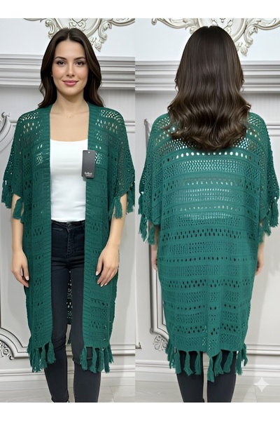 AGORATEKSTİL Women's Knitted Long Cardigan 100cm