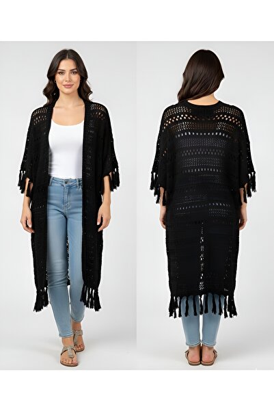 AGORATEKSTİL Women's Knitted Long Cardigan 100cm