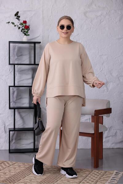 Siyezen Set din bumbac și lycra, mărime mare, cu șlițuri laterale