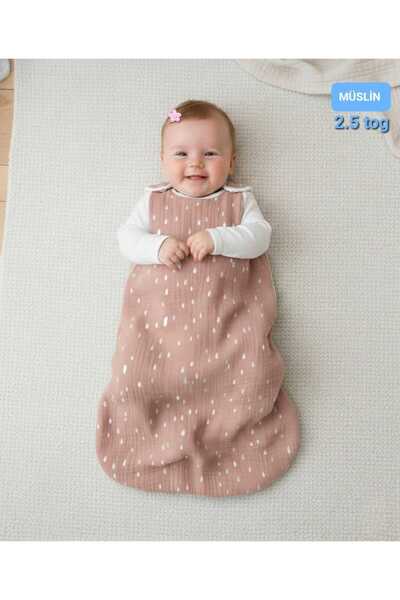 PAMUK HANIM MÜSLİN 2,5 tog TORBA Kışlık,baharlık kız-erkek bebek kolsuz,fermu...