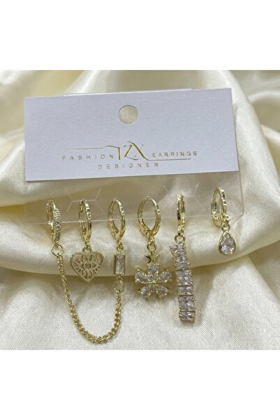 YZbuy Zirkon Taşlı Kombin 6’lı Küpe Seti