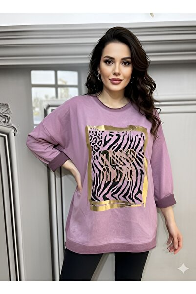 AGORATEKSTİL Women's Italian Varaklı Sweater with Nubuck Front and Suede Fabr...