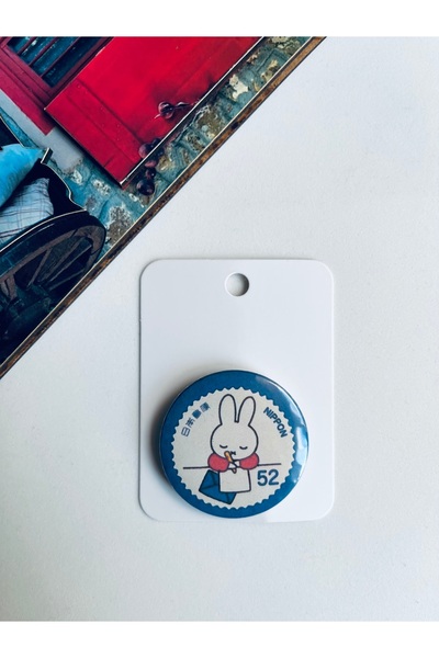 Fynbos Japon Miffy Cute Japanese Tavşan Figürü Metal 44 mm Y2k Rozet