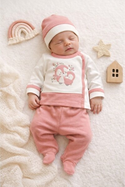 HANNA Σετ Babycan για νεογέννητα 0–3 μηνών, 3 τεμάχια με σχέδιο πιγκουίνου