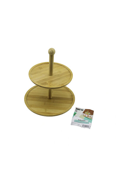shopwave Brk Round 2-Layer Wooden - Bamboo Serving Presentation Board Diamete...