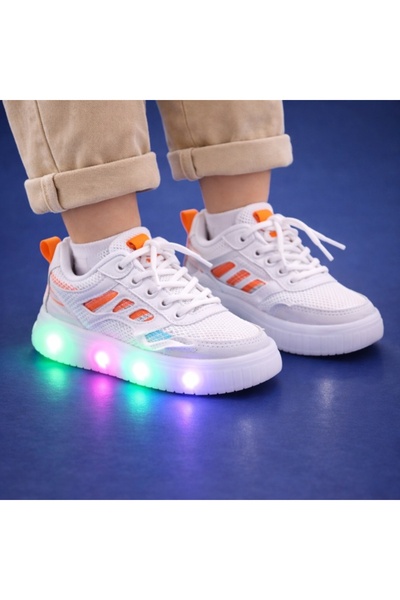 HANNA White sneakers with colorful and bright stripes