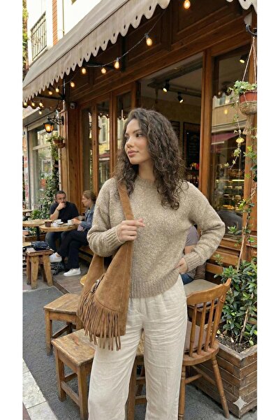 LAGRANZE Genuine Leather Suede Bohemian Tassel Women's Shoulder Bag