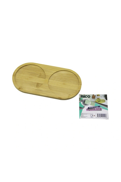 shopwave طبق زيت من خشب الخيزران البيضاوي مكون من قسمين صينية صغيرة 12 × 23.4...