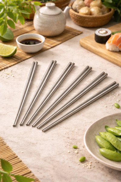 DİVAYS 5 Pairs of Stainless Steel Metal Chopsticks – Durable, Stylish, and Lo...
