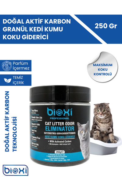 Bioxi Aktif Karbonlu Granül Kedi Kumu Koku Giderici, Kedi Kumu Kötü Koku Gide...